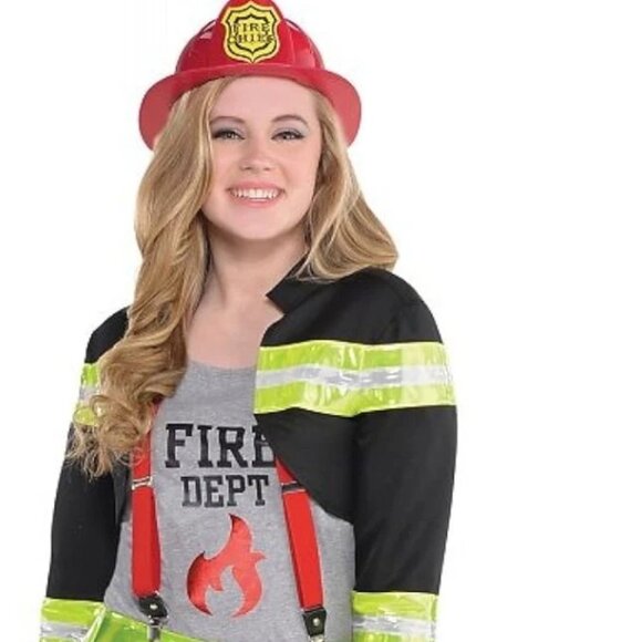 Girls Halloween Red Hot Firefighter Halloween Costume: Teen Junior Large (11-13) - Picture 1 of 8
